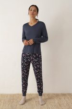 PROMISE - Completo 3 pezzi: pigiama, pantalone fantasia, giacca - immagine 2