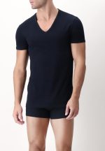 PEROFIL-T-Shirt Cotone Elasticizzato Scollo a V - immagine 3